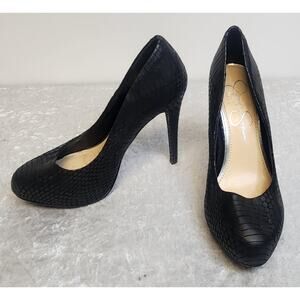 Jessica Simpson Nelson Snakeskin Black Pumps-Size 6B/36